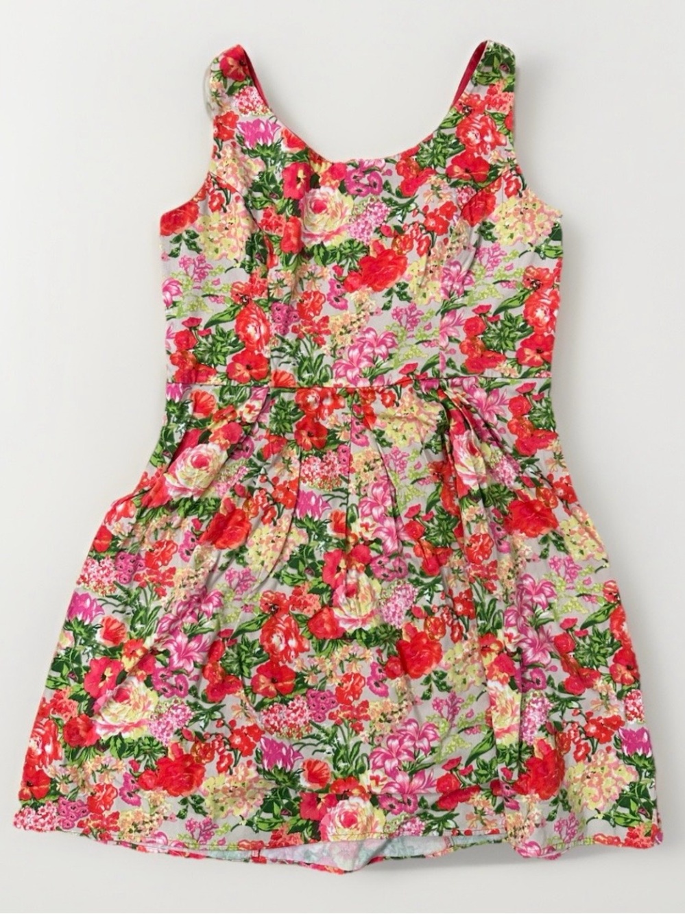 Tiana B. Floral Sleeveless Fit-and-Flare Dress in Pink & Red